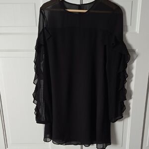 BCBGeneration Black Sheer Ruffle Dress